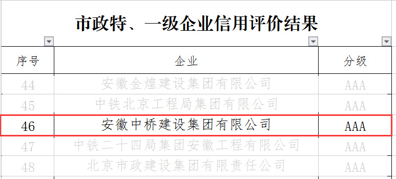喜訊｜公司榮獲2021年（第二次）合肥市施工企業(yè)信用綜合評價雙項AAA信用等級(圖2)
